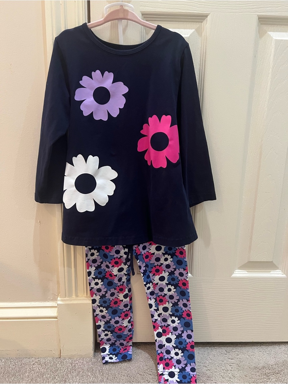 Florence Eiseman Legging Set with Pink, Purple & White Flowers
